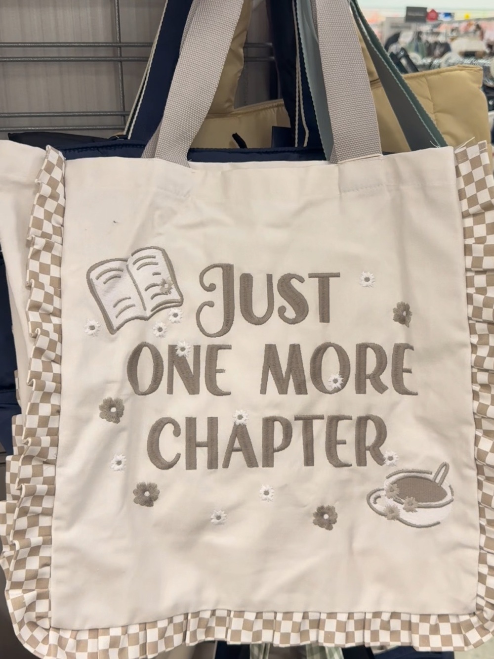 Just One More Chapter Cream Tote Bag - reusable Tjmaxx bag